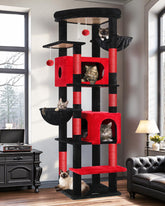 Globlazer Gothic cat tree 74in base provides stability for large cats during play.