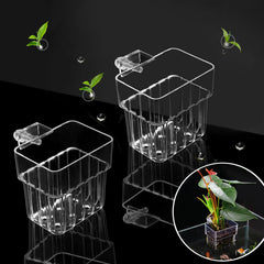 GLEFLE clear acrylic aquarium plant holder top hanging for a stable display.