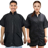 Gliitatu grooming smock neck zip allows easy on-off during grooming sessions.
