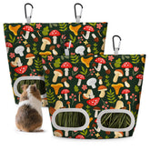 Glittme 2-pack guinea pig hay feeder in green mushroom color hanging on cage to reduce hay waste.