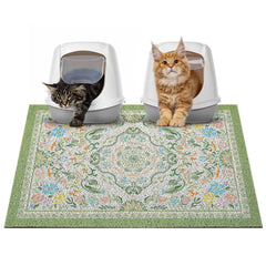 Glittme cat litter mat with non-slip bottom keeps the box steady and floors clean.