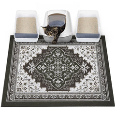 Glittme cat litter mat-non-slip-bottom keeps the box steady and floors cleaner.