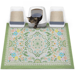 Glittme cat litter mat with non-slip bottom keeps the box steady and floors clean.