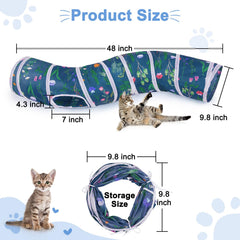 Glittme Cat Tunnel folds flat for easy storage during travel.