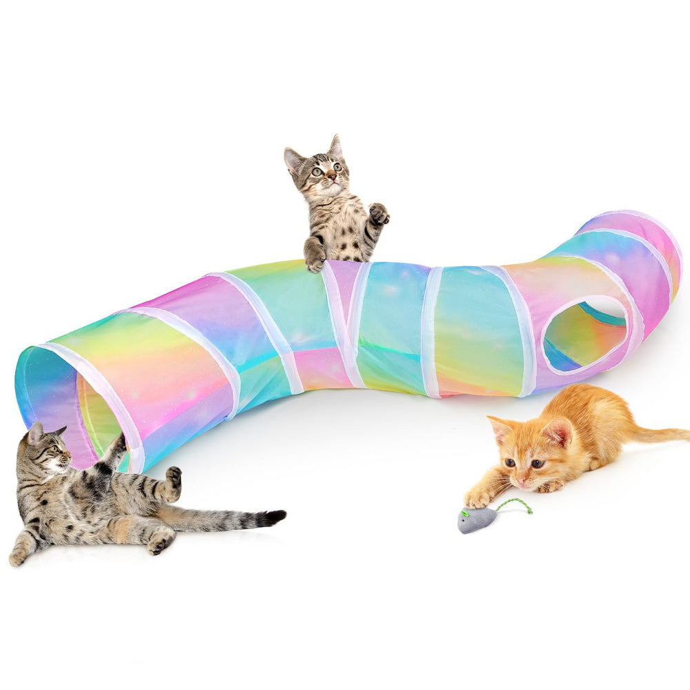 Glittme Cat Tunnel shows S-shape design for spacious indoor play and exploration.