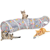 Glittme Cat Tunnel S-shape design provides spacious play space for indoor cats.