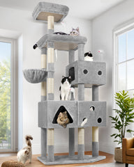 Globlazer 81-inch cat tower assembly demonstrates sturdy, easy-to-assemble design for large cats.