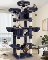 Globlazer Big Cat Tower 80inch assembly demonstrates sturdy base for multi-cat use.