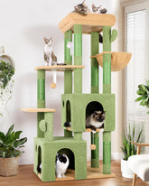 Globlazer Cactus Cat Tower side view highlighting sturdy multi-level design for large cats