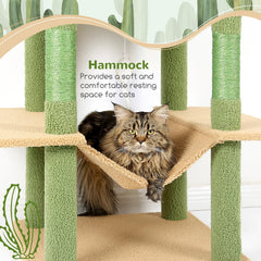 Globlazer Cactus Cat Tree Tower 76-Inch cozy condos invite cats to relax after play.