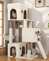 Globlazer cat tower 52in with three condos provides quiet lounging for multiple cats.