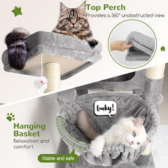 Globlazer hanging basket rest area provides a suspended elevated retreat for cats.