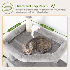 Globlazer cat tree top perch offers oversized lounging platform for large cats