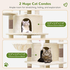 Globlazer Corner Cat Tree hanging basket shows cozy retreat for nap time.