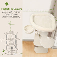 Globlazer corner cat tree 51in height ideal for elevated viewing and exploration.