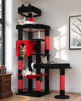 Globlazer extra-large platform Gothic cat-tree base shows stable foundation for multi-cat play.