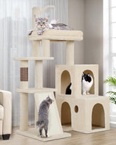 Globlazer F50 dual-layer condos close-up shows spacious lounging for big cats.