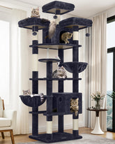 Globlazer F82 82-inch tower top perches give cats sunny elevated viewpoints for observation.