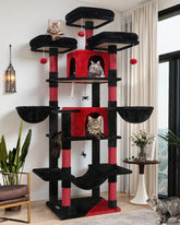 Globlazer Gothic Cat Tree front view showcases tall, multi-level design for multi-cat homes.
