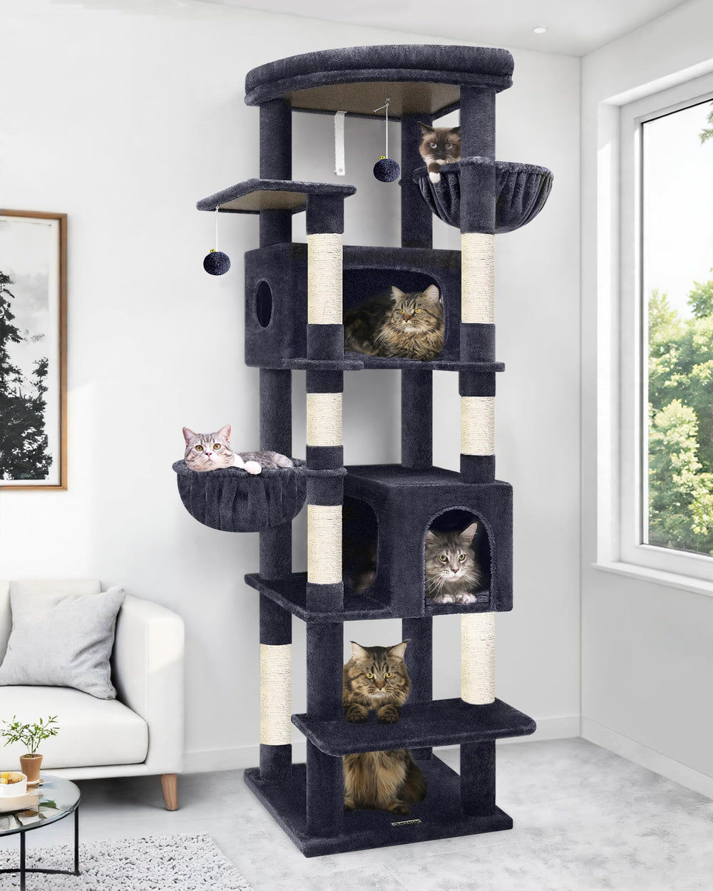 Globlazer heavy-duty cat tree base shows stability for large cats at play