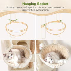 Globlazer sturdy cat tree enlarged base enhances stability during play and rest.