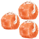 Glowyn Pink Himalayan salt lick block on rope for horses with mineral-rich surface