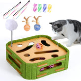 GLYVIAN 5-in-1 cat toy box for indoor enrichment with interactive track and treats