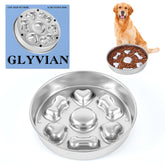 GLYVIAN slow feeder bowl front view with raised obstacles for paced eating