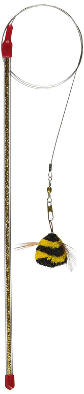Go Cat Da Bee Wand with bee on wire promotes indoor play and exercise for cats.