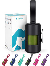 Gobeigo dog poop bag holder hangs securely from a leash for quick cleanup.