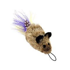 GoCat Da Feather Mouse closeup with attached feathers for interactive play and hunting instinct