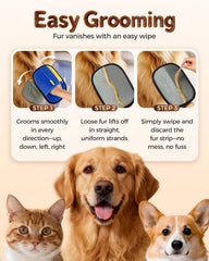 Godmifa pet hair removal glove removing hair action emphasizes quick sofa cleanup