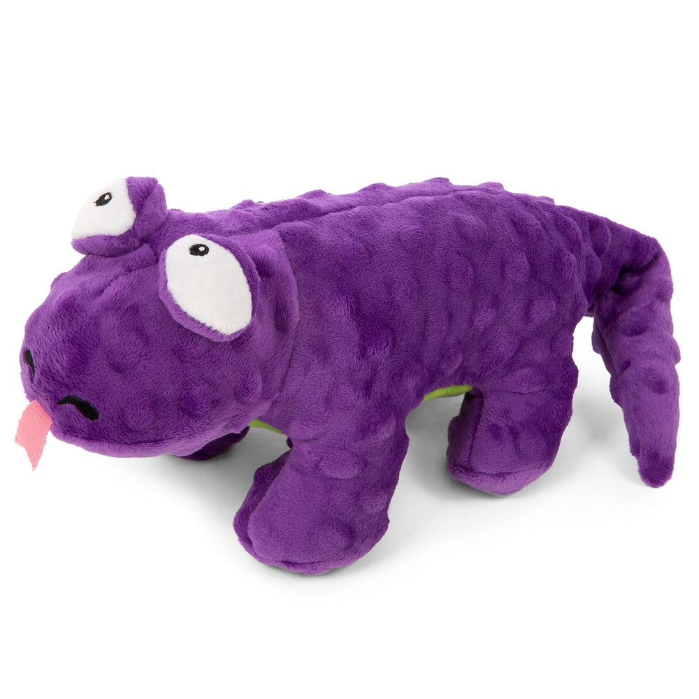 goDog Action Plush Lizard purple front view promotes tactile play and cuddling