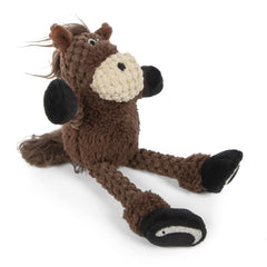 goDog Checkers Just for Me Skinny Horse Mini brown side view spotlights chew-friendly design.
