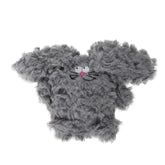 goDog PlayClean Rabbit squeaky toy in gray small, odor-reducing cuddle buddy for playful fetch.
