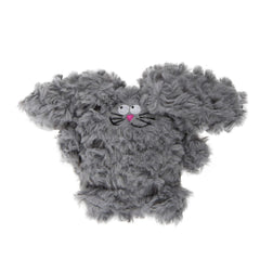 goDog PlayClean Rabbit squeaky toy in gray small, odor-reducing cuddle buddy for playful fetch.