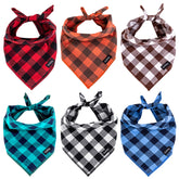 Gofshy buffalo plaid dog bandana in red for festive pet styling