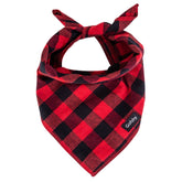 Gofshy Christmas dog bandana XL in red and black plaid for festive photos