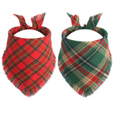 Gofshy Christmas dog bandanas plaid front view ideal for holiday photos.