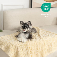gogobunny blanket beige closeup fabric showing plush texture for skin-friendly comfort.