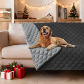 Gogobunny dog blanket, waterproof outer layer, keeps furniture dry and protected.