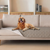 Gogobunny dog blanket top-view demonstrating double waterproof protection against spills.