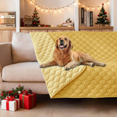 gogobunny double-sided waterproof bed cover on sofa provides versatile protection.