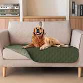 Manta impermeable Gogobunny de doble cara en oliva oscuro, protege muebles.