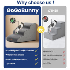 Gogobunny pet-stairs-lean-against-furniture-grey for stable access.