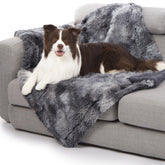 Gogobunny waterproof dog blanket large grey faux fur closeup highlighting plush texture and protection