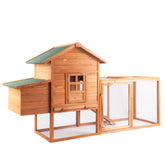 GOJOOASIS 80 inch chicken coop front view shows weatherproof fir wood and green roof for outdoor reliability