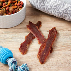 Golden Rewards Duck Jerky serving piece easy to break for training or small bites.