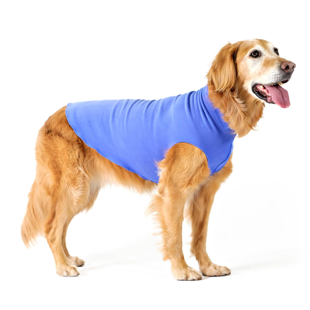 Gold Paw Stretchy Fleece Jacket in cornflower blue, front view, for cozy warmth on walks