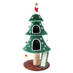 Goldshire 53-inch Christmas cat tree with two condos, cozy feline hideouts.